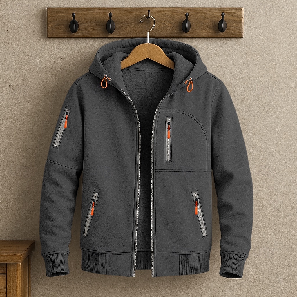 Per uomo Felpa con cappuccio Felpa con cappuccio a zip intera Felpa con cappuccio in pile Felpa con cappuccio foderata in pile Rosso bordeaux Nero Bianco Blu marino Blu Reale Con Cappuccio Semplice del 2025 a $23.99 –P8