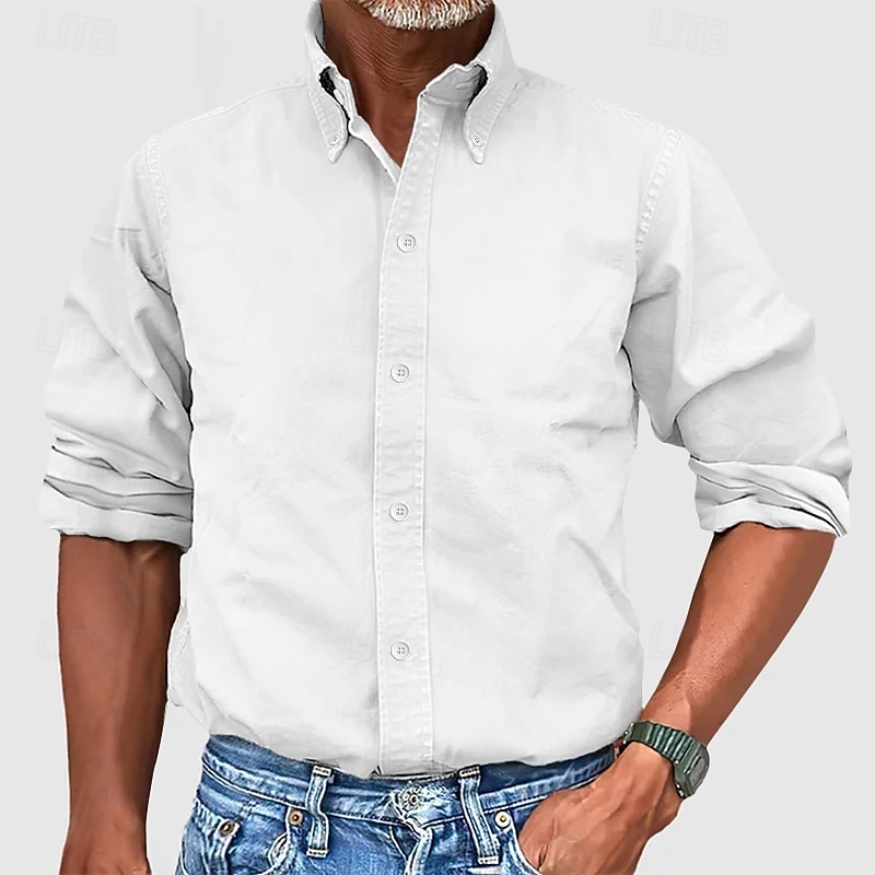 Herren Hemd Kleidhemd Durchgeknöpft Hemd Einfach Geschäft Täglich Schwarz Weiß Gelb Rosa Langarm Umlegekragen Sommer Frühling Bekleidung 2025 - $21.99 –P2