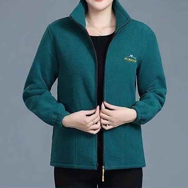 Pentru femei Jachetă cu fermoar complet Jachetă din fleece polar Rezistent la Vânt Cald Cu buzunare Manșon Lung Sport Culoare solidă Topuri Pentru Sală de fitness Exterior Alergat Îmbrăcăminte de 2026 - $26.99 –P6