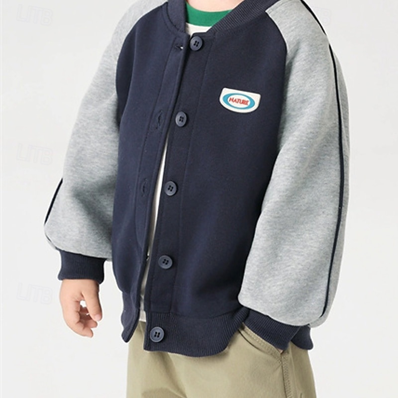 Barn Unisex Baseballjackor Ytterkläder Färgblock Långärmad Komfort Knappar Mjukt Täcka Utomhus Bomull Mode Dagligen Rosa Blå Himmelsblå Vår Höst 4 år + 2025 - $27.99 –P3