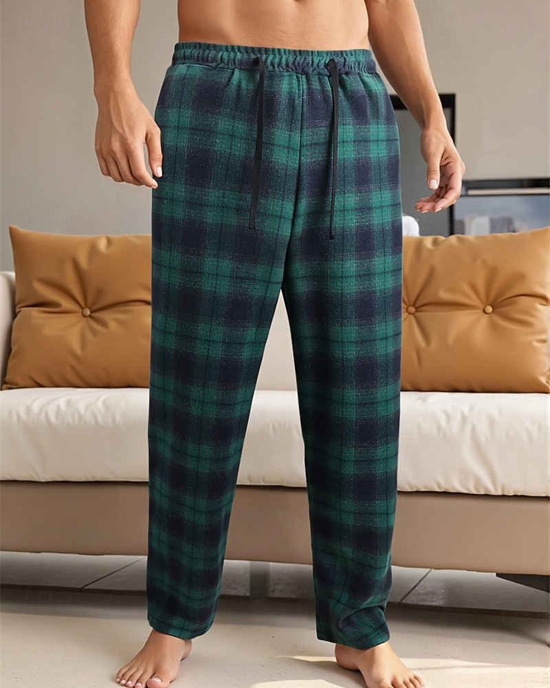 Herr Joggingbyxor Långbyxor Träningsbyxor med raka ben Snörning Ficka Elastisk midja Rutig Komfort Utomhussport Dagligen Mode Ledigt ArmyGreen Svart Microelastisk 2026 - $20.99 –P7