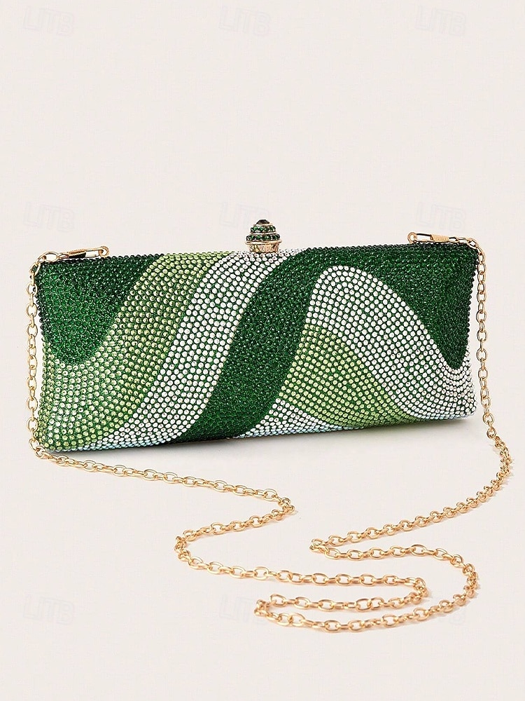 pochette da sera in cristallo da donna con tracolla a catena, borsa di lusso con strass in opzioni multicolore, elegante borsa per matrimoni, cocktail party ed eventi formali del 2026 a $46.99 –P5