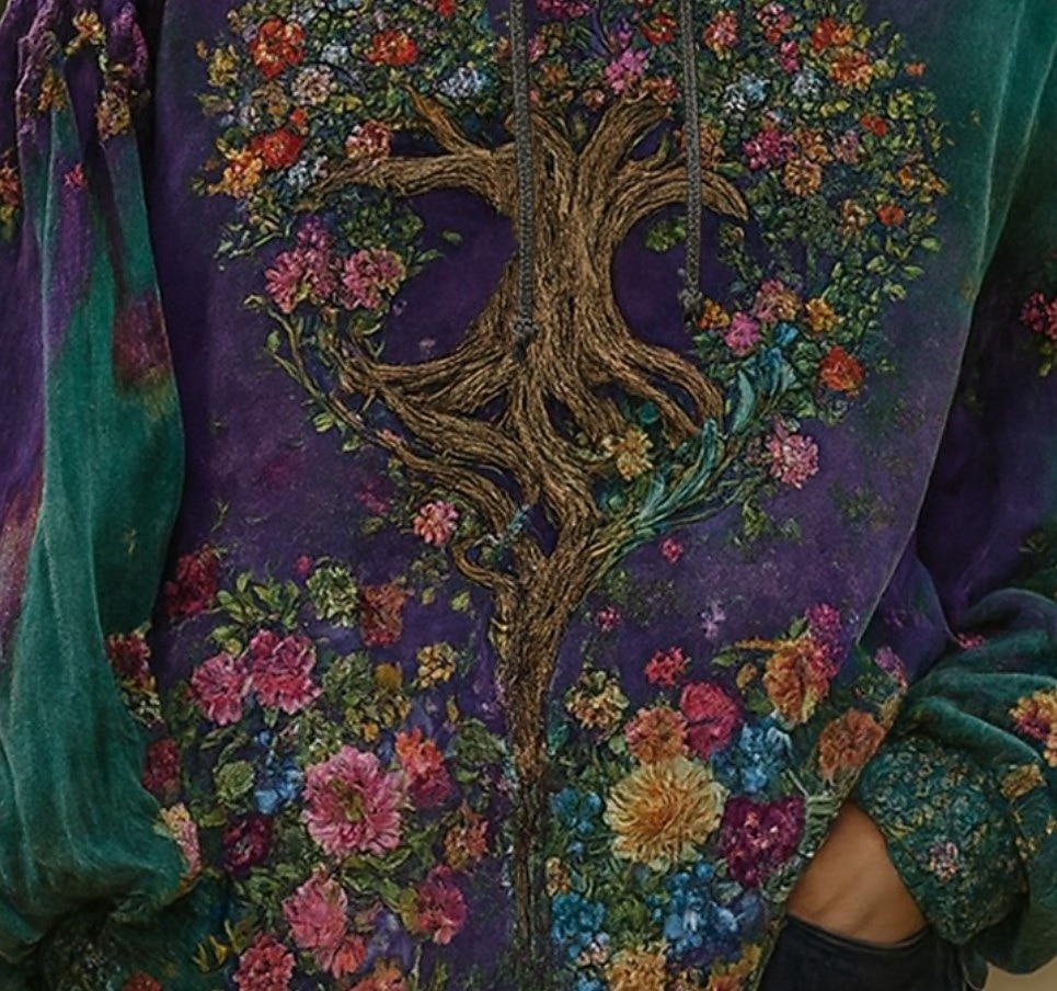 Womenska 3D Print Vintage Boho Hoodie Patchwork Hoodie Bluza Kwiatowa Pulower Bluza Elegancka Ciepła Aktywna Długi Rękaw Kaptur Ulica Codzienny Wyjazd Casual Sznurowany Wydruk Niebieski Wiosna Jesień 2025 - $26.99 –P2