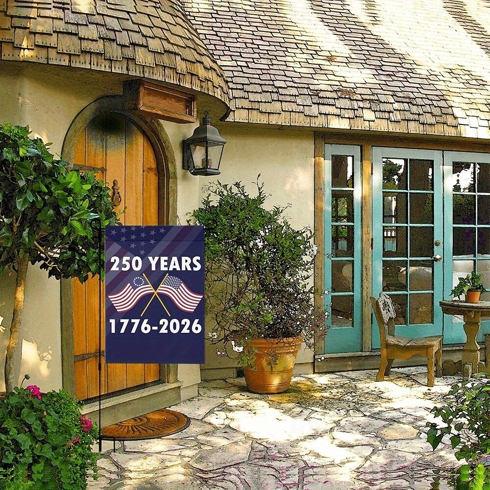 1776-2026 Yhdysvaltojen 250-vuotisjuhlan puutarhalippu, isänmaallinen amerikkalainen syntymäpäiväjuhla ulkokäyttöön tarkoitettu banneri pihalle, nurmikolle, kuistille tai itsenäisyyspäivän koristeeksi 2026 - $11.99 –P2