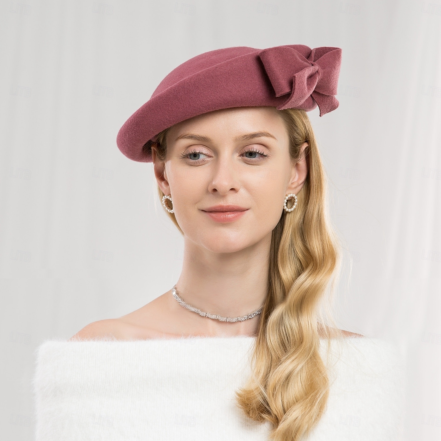 hatter 100 % ull berethatt pillebokshatt bryllup cocktail elegant bryllup med sløyfe ren farge hodeplagg hodeplagg 2025 - $49.99 –P1