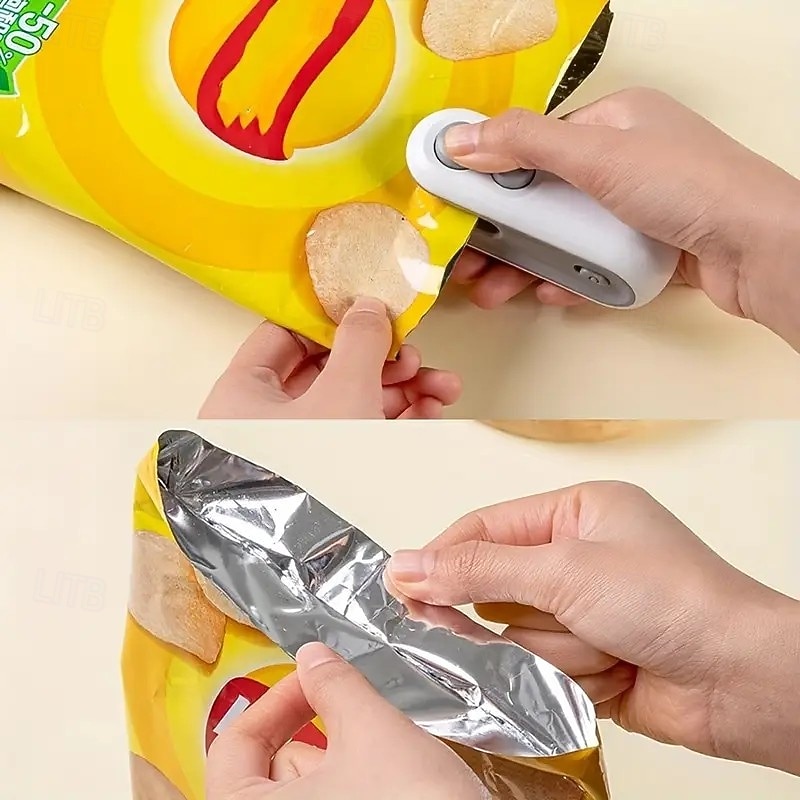 Machine à sceller les sacs avec batterie au lithium intégrée, machine à sceller les sacs portable rechargeable par USB pour snacks, chips, biscuits &Sacs en plastique – scelleuse portative avec de 2025 ? $10.99 –P5
