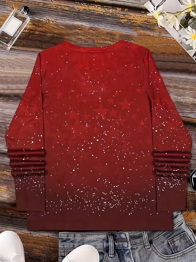Noël Femmes T-shirt Graphique Bonhomme de neige ancien Élégant Classique manche longue Col en V Hauts Réguliers Quotidien Imprimé Gris / Rouge Noir + blanc + rouge Noir Vin Rouge Printemps Automne de 2025 ? $26.99 –P8