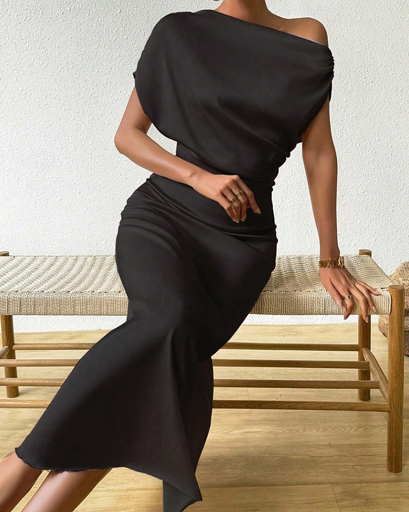 Women's Midi Dress Satin Dress Party Dress Cocktail Dress Elegant Fashion Modern Evening Party Party Special Occasion Regular Fit Plain Sleeveless Crew Neck Black Dusty Blue Green Summer Spring Fall 2026 - zł120.18 –P11