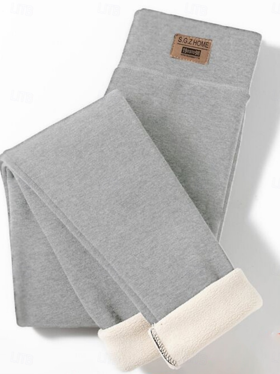 Femmes Pantalon en polaire Leggings Mode Basique Occasionnel Longueur complète Taille haute Uni Avec Poches Ceinture Élastique Confortable Doux Élastique Extérieur Rue Noir Gris foncé Gris Automne de 2025 ? $22.99 –P6
