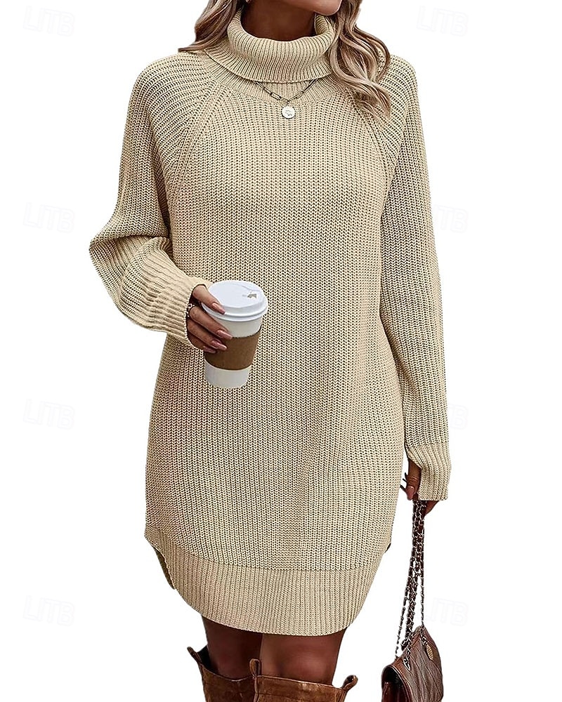 Femmes Mini Robe Robe Pull Mode Moderne Quotidien Fête Sortir Coupe régulière Uni manche longue Col roulé Noir Blanche Vert Véronèse Fuchsia Automne Hiver de 2025 ? $39.99 –P2