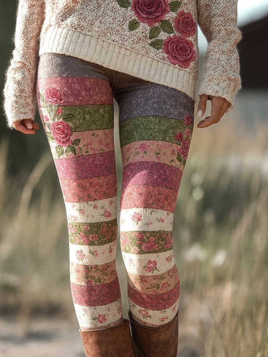 نسائي طماق العطلة عتيق موضة مكتمل الطول خصر عالي ورد الرسم طبع الدفء ناعم متنفس قابل للبسط عطلة شارع زهري فاتح بنفسجي وردي وردي داكن الربيع الخريف الشتاء قياس نحيل 2025 - $19.99 –P2