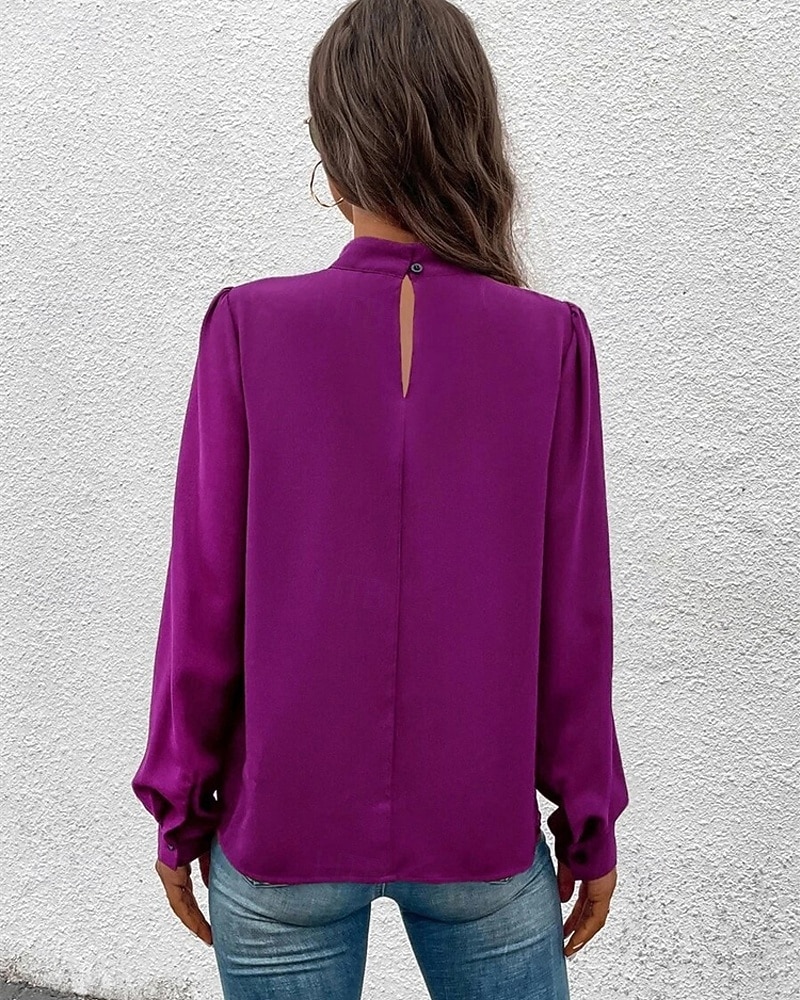 Γυναικεία Πουκάμισο Κομψή Φιλάρεσκος Σατέν Μπλούζα Συμπαγές Χρώμα Στυλάτο Καθημερινό Μακρυμάνικο Ζιβάγκο Κανονικά μπλουζάκια Καθημερινά Εξόδου Μαύρο Κίτρινο Πράσινο Ανοικτό Ρουμπίνι Βυσσινί 2026 - $27.99 –P11