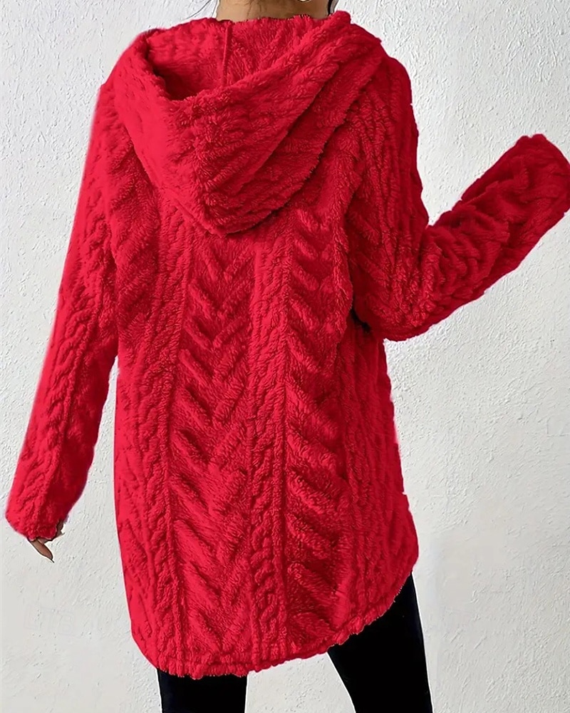 Mulheres Pulôver Moletom Com Capuz Tecido Roupa de rua Casual Velo Sherpa Manga Longa Com Capuz Tops regulares Rua Feriado Com Cordão Preto Branco Vermelho Roxo Bege Outono Inverno de 2025 por $27.99 –P13