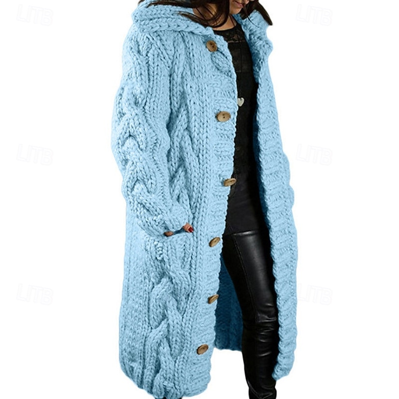 Per donna Felpa Cardigan Elegante Moda Streetwear Colore Puro A Coste Colletto a Camicia Con Cappuccio Tasca Lavorato a maglia Manica Lunga Top Regolari Top lunghi Maglia All'aperto Quotidiano Weekend del 2025 a $39.99 –P3