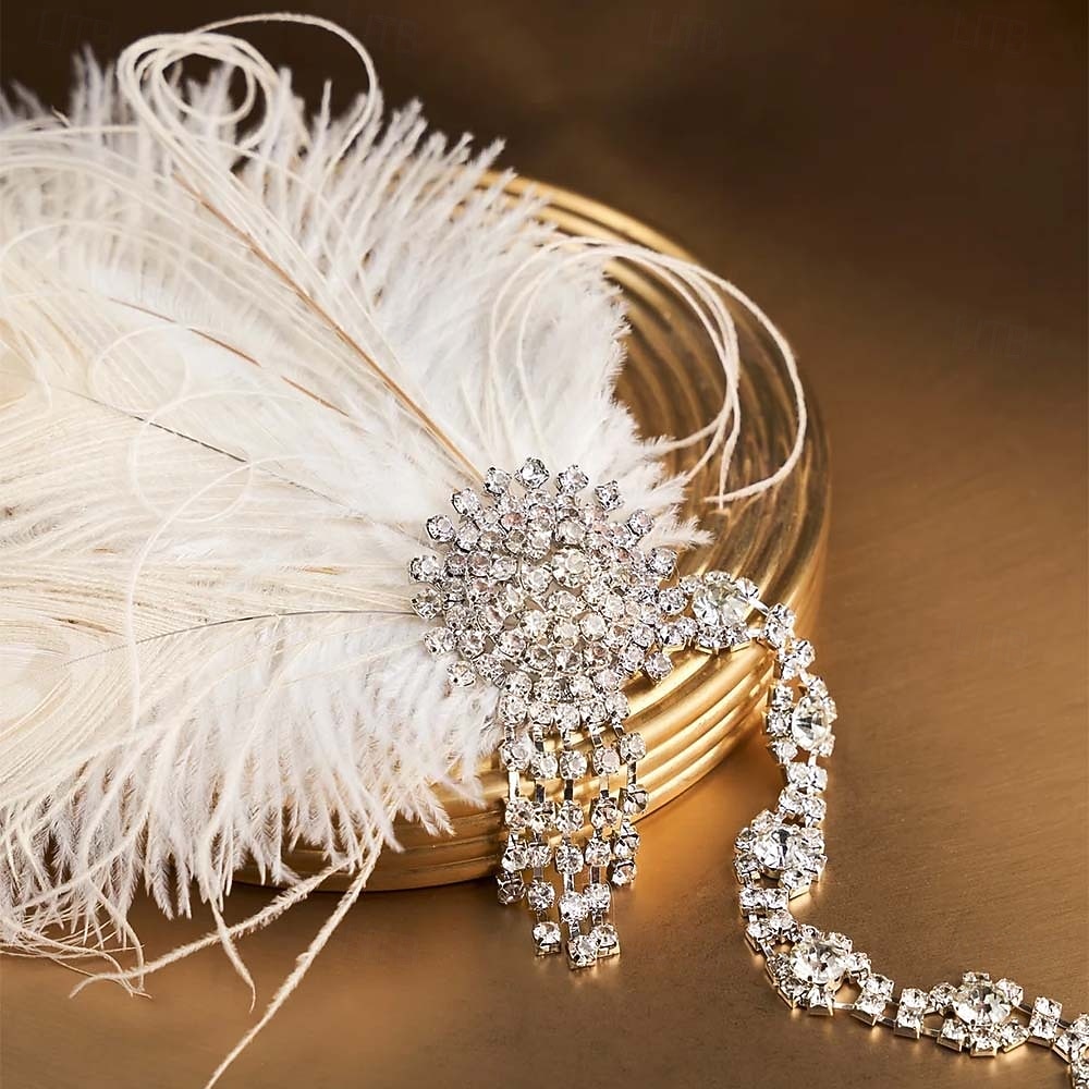 Damen-Stirnband mit Federn und Strass im Stil der 1920er Jahre – Gatsby-Flapper-Haaraccessoire für Gesellschaftstanz, Cocktailpartys und Veranstaltungen mit Vintage-Thema 2026 - $18.99 –P3