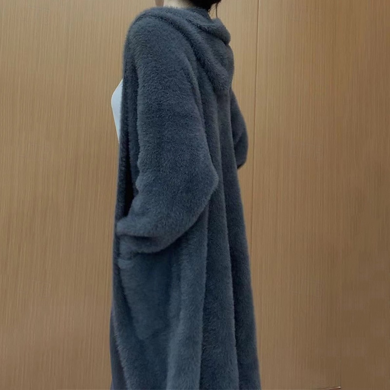 Femmes Pull Cardigan Mode Streetwear Quotidien Couleur Unie Côtelé À capuche Tricoté manche longue Hauts Longs Tricoter Fête Sortir Week-end Noir Blanche Automne Hiver de 2025 ? $28.99 –P6