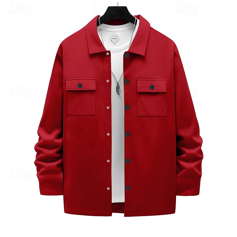 Per uomo Giacca Leggera Giacca Cargo Giacca Casual Vacanza Quotidiano Caldo Tasca Primavera Autunno Semplice Moda Classico Bavero Regolare Nero Rosso Cachi Grigio chiaro Grigio scuro Giacca del 2025 a $24.99 –P19
