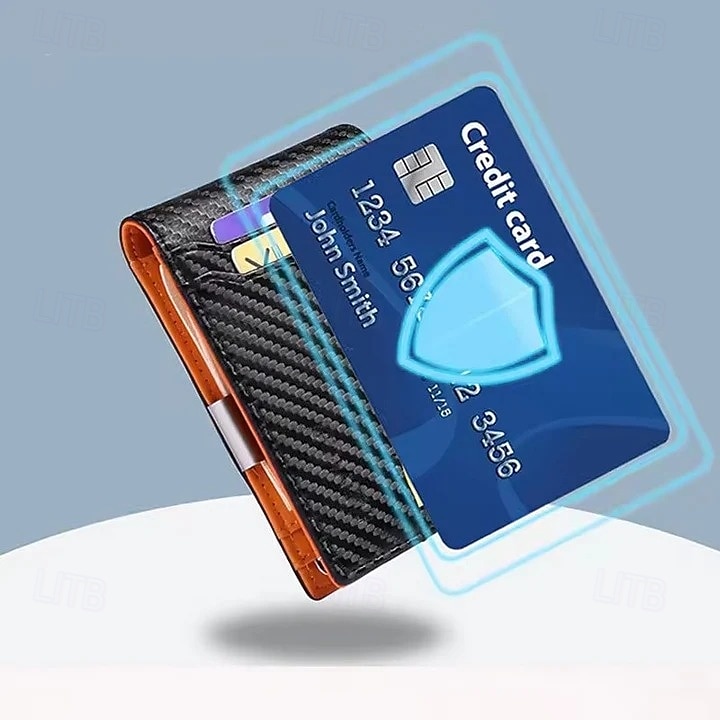 Smal herrplånbok med rfid-blockering, kolfibermönster, sedelklämma, vikbar plånbok, minimalistisk kreditkortshållare, stöldskyddande, kompakt framficka för män 2026 - $19.49 –P10