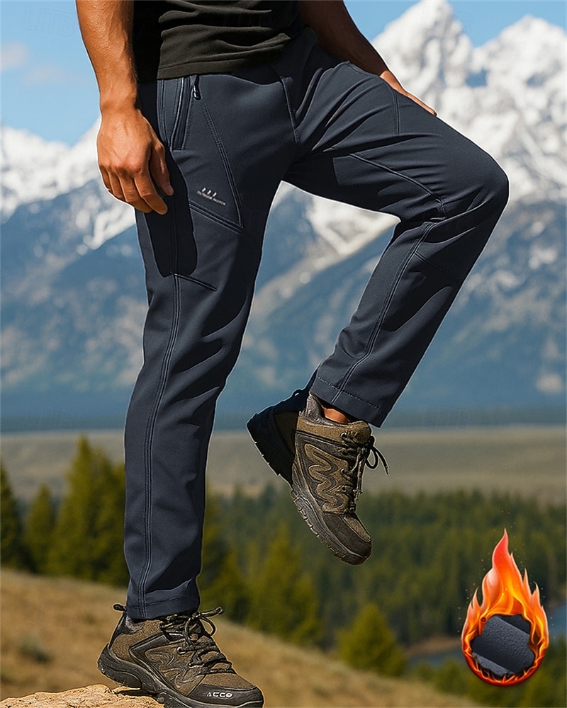 בגדי ריקוד גברים מכנסיים לטיולי הליכה מכנסיים רכיבה על אופניים מעיל חורף מכנסי פליסה חורף סתיו חיצוני רגיל עמיד למים עמיד חם מכנסיים כיס ירוק צבא אפור כהה 2026 - $36.99 –P4