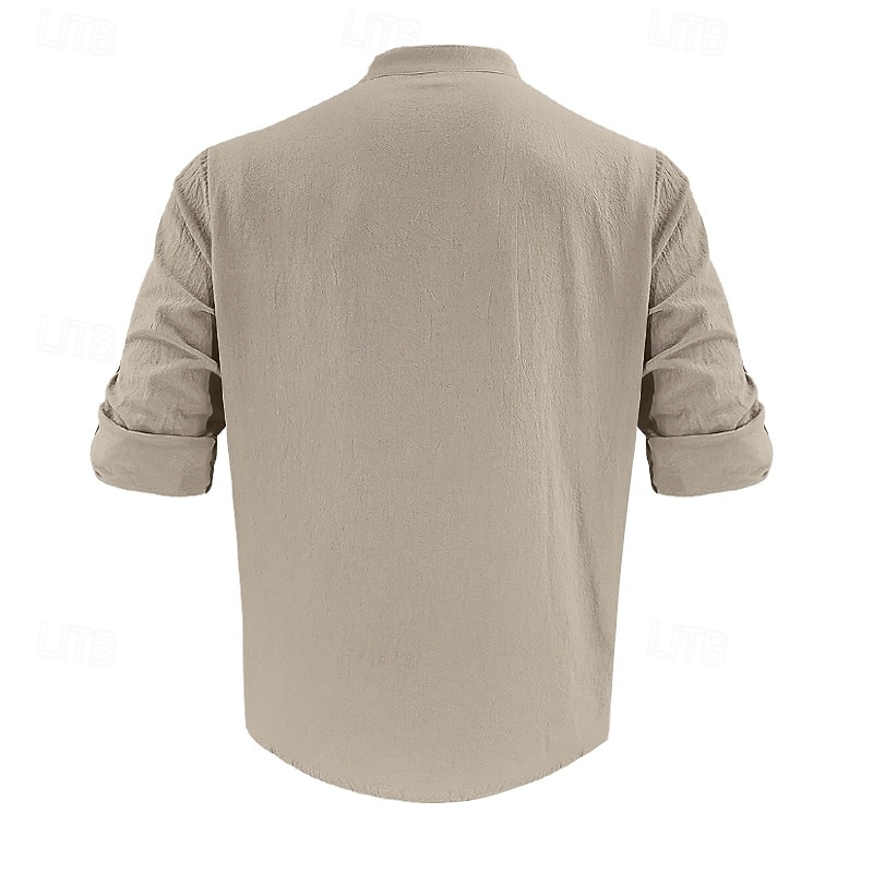 Miesten Paita Pellava paita Rento paita Button Up paita Puuvillainen paita Palmu Loma Havaijilainen Musta Valkoinen Khaki Harmaa Pitkähihainen Nauhakaulus Kevät Syksy Vaatetus Painettu 2025 - $25.99 –P15