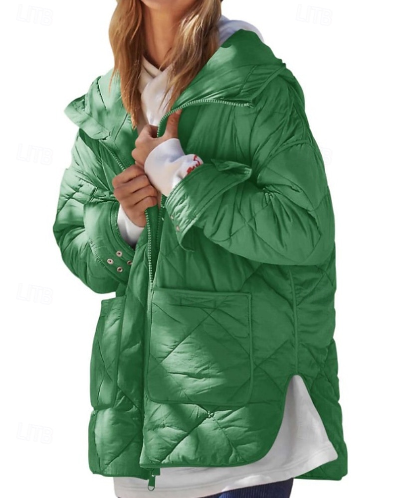 Mulheres Casaco de inverno Casaco com capuz Manter Quente Confortável Zíper Bolsos Hem irregular Casual Tecido Férias Casual Roupa Diária Final de semana Longo Com Capuz Normal Manga Longa agasalhos de 2025 por $65.99 –P4