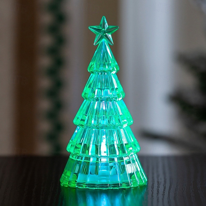 1 Pc 15.2 * 7.8CM/11.2 * 5.8CM Christmas Crystal Christmas Tree LED Night Light Desktop Decorative Light AG13 * 3 Battery/AAA Battery 2025 - CAD $3.99 –P4