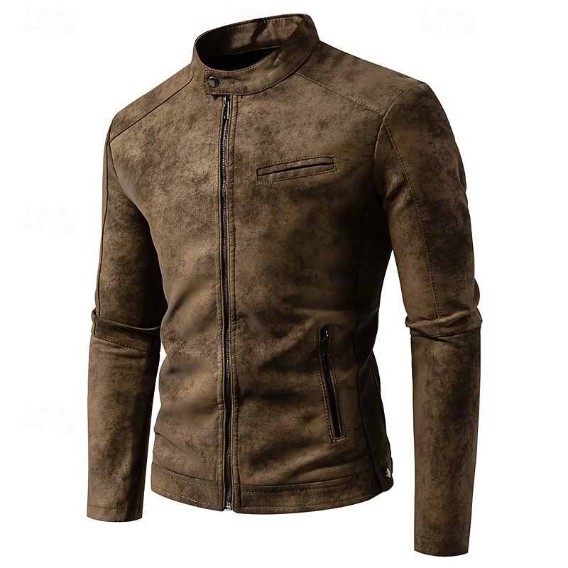 Per uomo Giacca in Ecopelle Giacca da Biker Giacca da Moto Vacanza Quotidiano Antivento Caldo Tasca Autunno Inverno Semplice Moda Classico Collo alla coreana Regolare Nero Marrone Verde Giacca del 2025 a $58.99 –P2