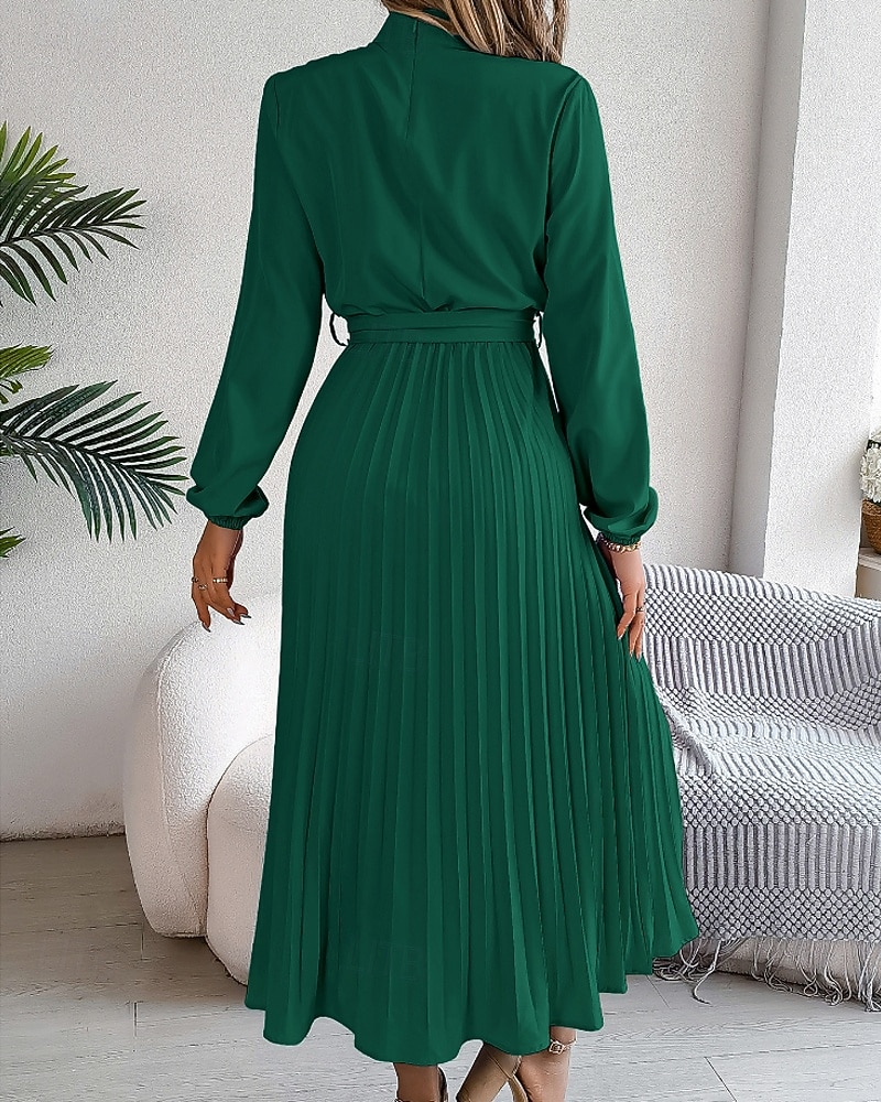 Mulheres Vestido midi vestido de cetim Vestido de festa Vestido Coquetel Vestido franzido Elegante Moderno Festa de Noite Festa Encontro Normal Tecido Manga Longa Colarinho Chinês Preto Rosa Vinho de 2026 por $31.99 –P11