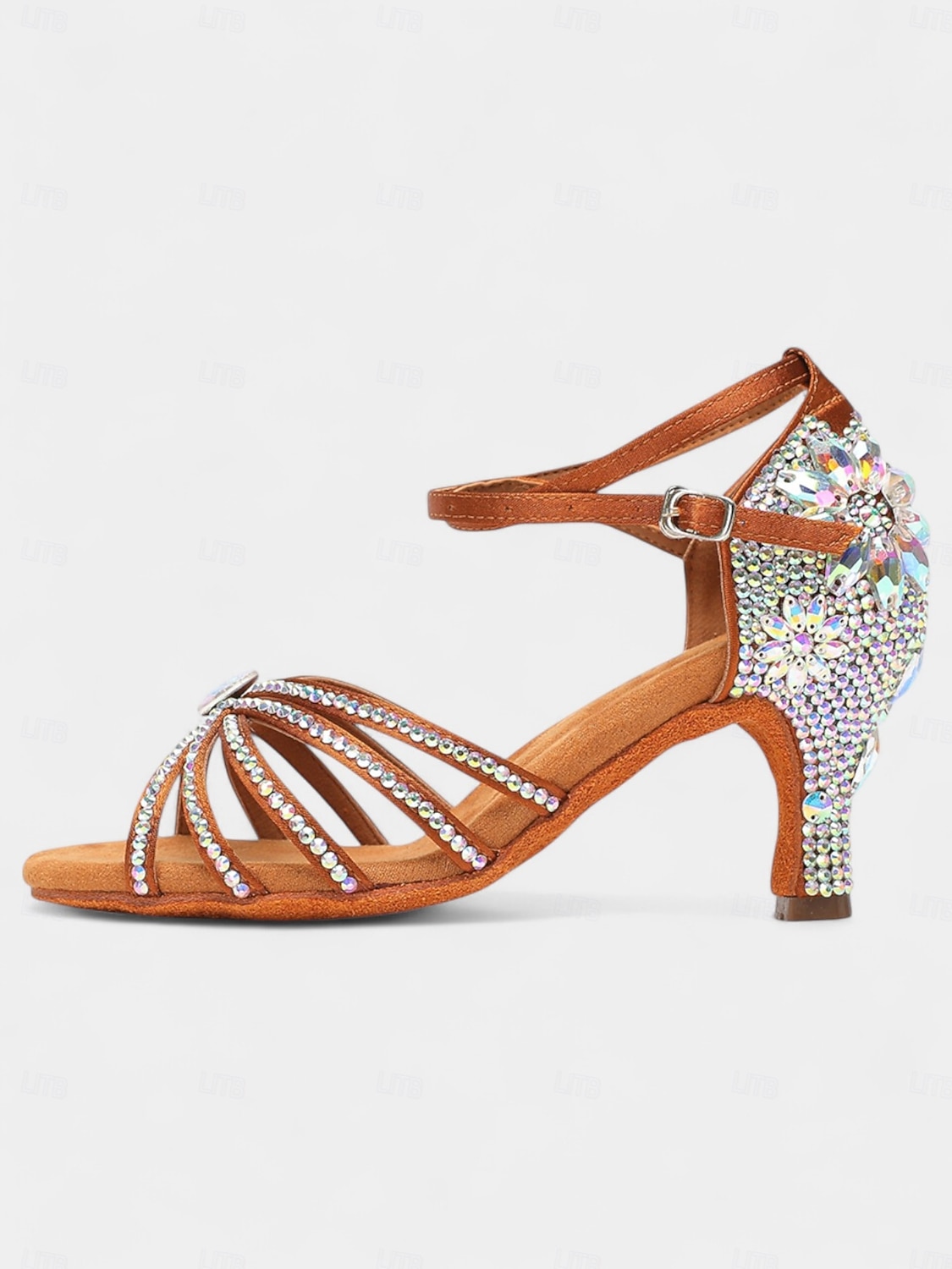 Sapatos de dança latina pretos com strass para mulheres - saltos brilhantes para festas de salão com tira no tornozelo para salsa, rumba e eventos noturnos de 2026 por $54.99 –P6