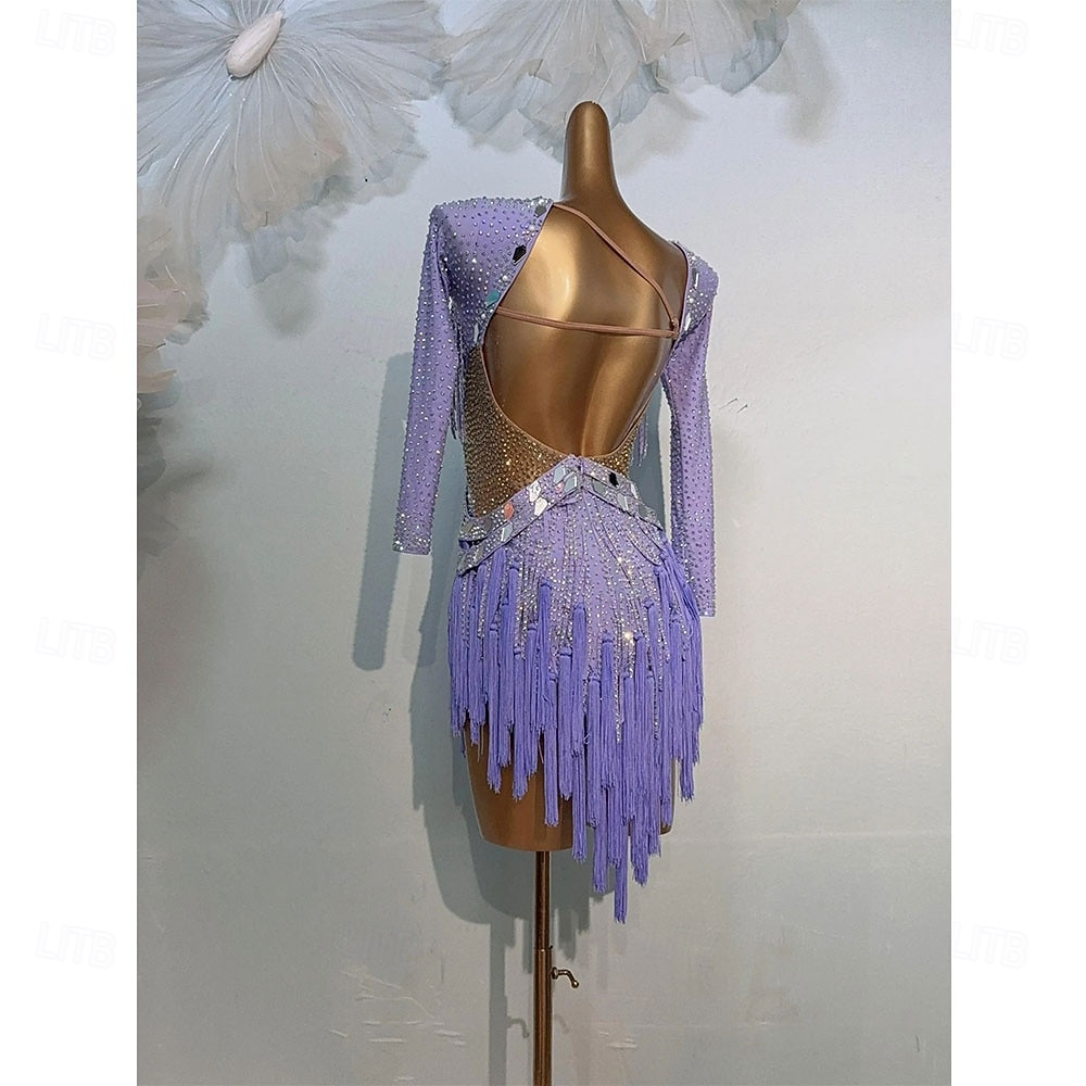 Danse Latine Robe Gland Épissage Femmes Performance Entraînement manche longue Haut Spandex de 2026 ? $412.69 –P4