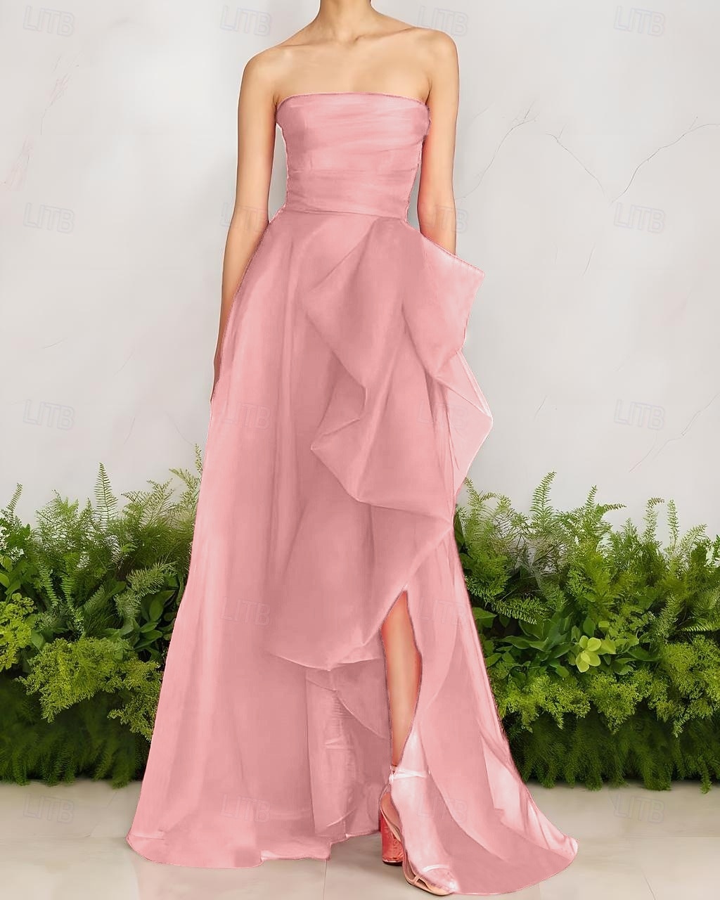 Rochie de Seară A-Line Stil Celebritate Rochie Elegantă Invitată de Nuntă Lungime Pe Jos Fără Mâneci Un Umăr Organza cu Fustițe Răsucite Fanta 2025 - $139.99 –P7