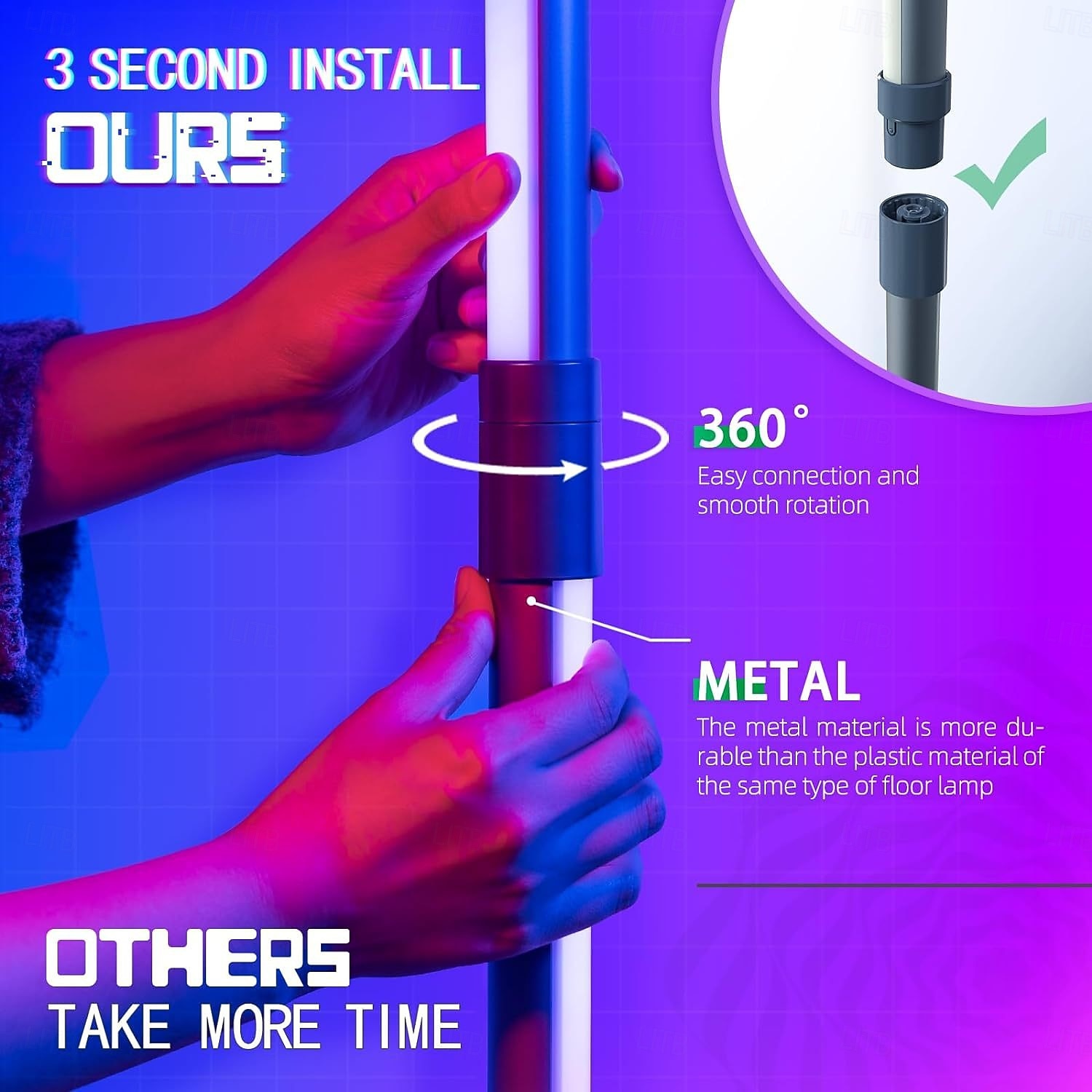 Corner Floor Lamp RGB, LED Floor Lamp with Music Sync and 16 Million DIY Colors, App & Remote Control, Color Changing Modern Smart Corner Lamp for Bedroom Living Room 2026 - $62.99 –P3