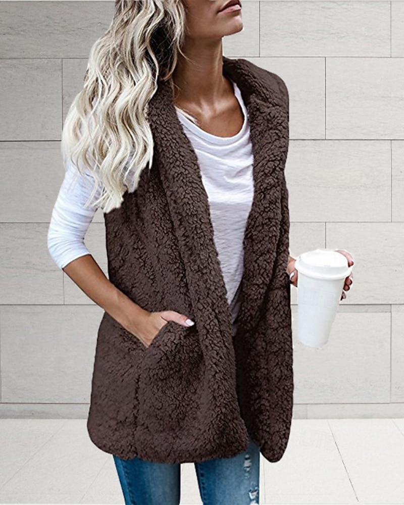 Per donna Gilet Confortevole Tasca Casual Tinta unica Vacanza Streetwear Casuale Abbigliamento quotidiano Regolare Felpa con Cappuccio Vestibilità regolare Senza Maniche Capispalla Nero Bianco Vino del 2025 a $19.79 –P3