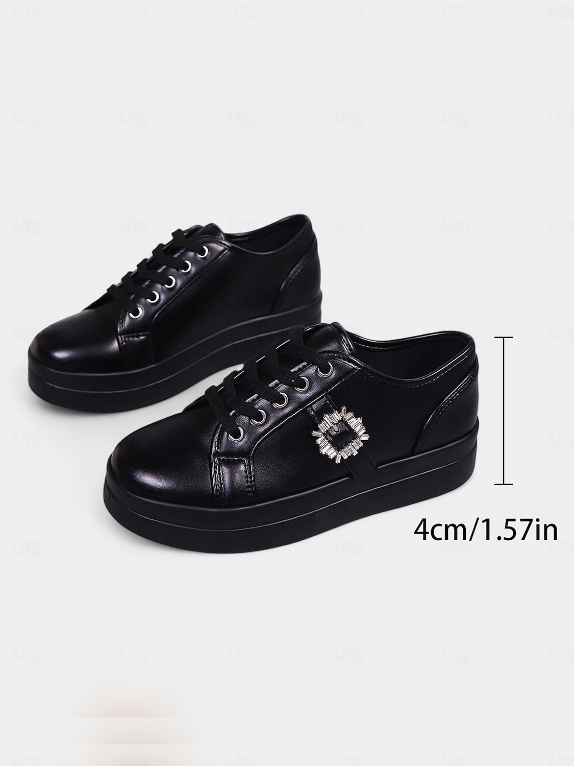 Women's Silver Metallic Lace-Up Sneakers with Rhinestone Buckle - Fashion Casual Shoes for Nightlife Parties and Club Outfits 2026 - $29.99 –P1