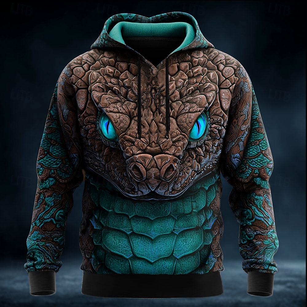 Homme 3D Serpent Sweat à capuche Sweatshirt Frais Fête manche longue Col ras du cou Vêtements de rue Club Bleu Jaune Rouge Vert Cordon de serrage Automne Hiver Designer S M L XL XXL XXXL de 2026 ? $28.99 –P2