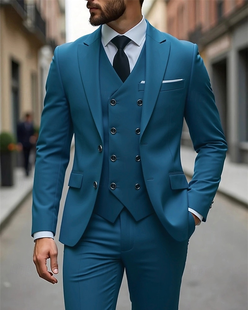 Men's Blazer+Vest+Dress Pants Blazer Vest Set Business Cocktail Party Wedding Party 3 Piece Fashion Casual Spring Fall Polyester Plain Pocket Buttons Comfortable Single Breasted Blazer Dark Gray 2026 - ZAR R1986 –P6