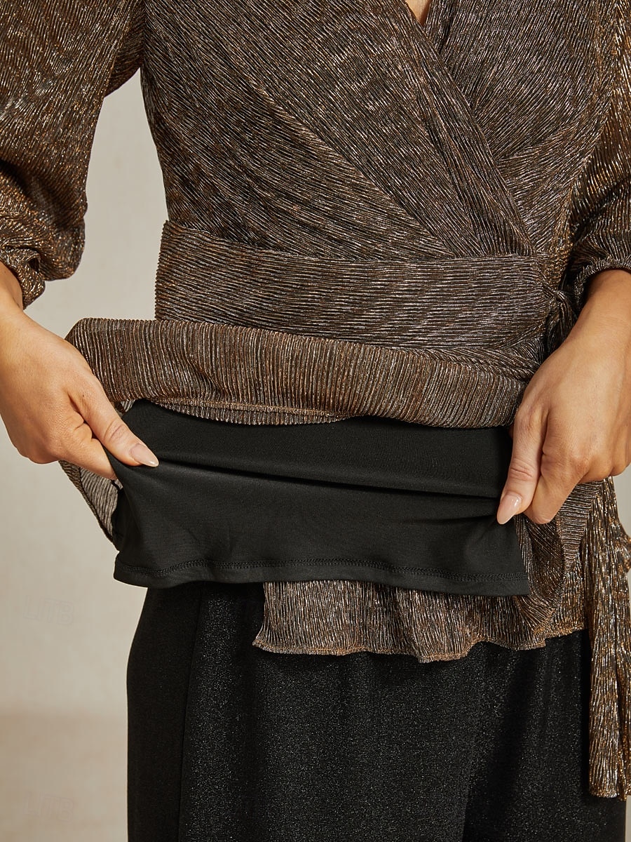 Per donna Top avvolgenti Camicetta trasparente Top Eleganti Elegante Festa Manica Lunga Manica a Lanterna Scollo a V Top Regolari Ospite di nozze Abbigliamento da sera Semi-Formale Pieghettato del 2025 a $81.99 –P4