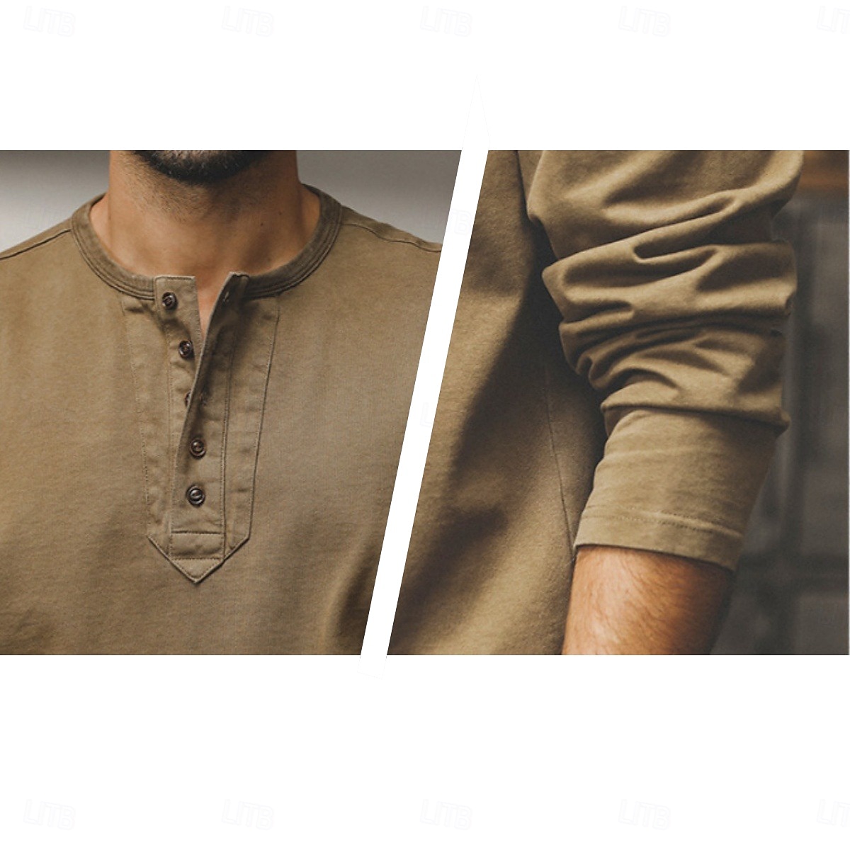 Herren Vintage-Shirt Henley Hemd Langarm Einheitliche Farbe Vintage Retro Vintage Vintage-Stil Stückgefärbt Verblasst Henley Lässig Frühling & Herbst Ganzjahres Braun Dunkelgray Henley T-Shirt 2026 - $26.99 –P7