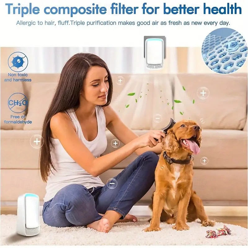 Home Plug-in Air Purifier - Portable Ion Air Cleaner Filter-Free and Quiet for Pets Offices and Gyms - Space-Saving Elegant Design 2026 - $21.99 –P2
