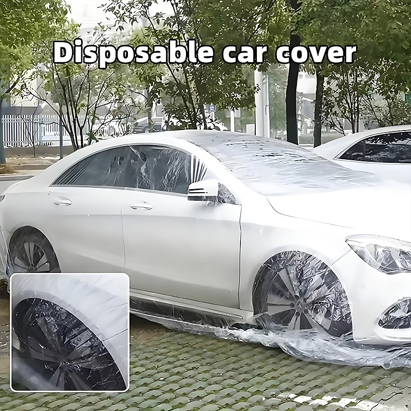 Universele transparante autohoes - zware PE-folie stofdicht &UV-bescherming, krasbestendig, transparant, volledige dekking voor bescherming tegen alle weersomstandigheden, binnen- en buitengebruik 2026 - $16.99 –P1