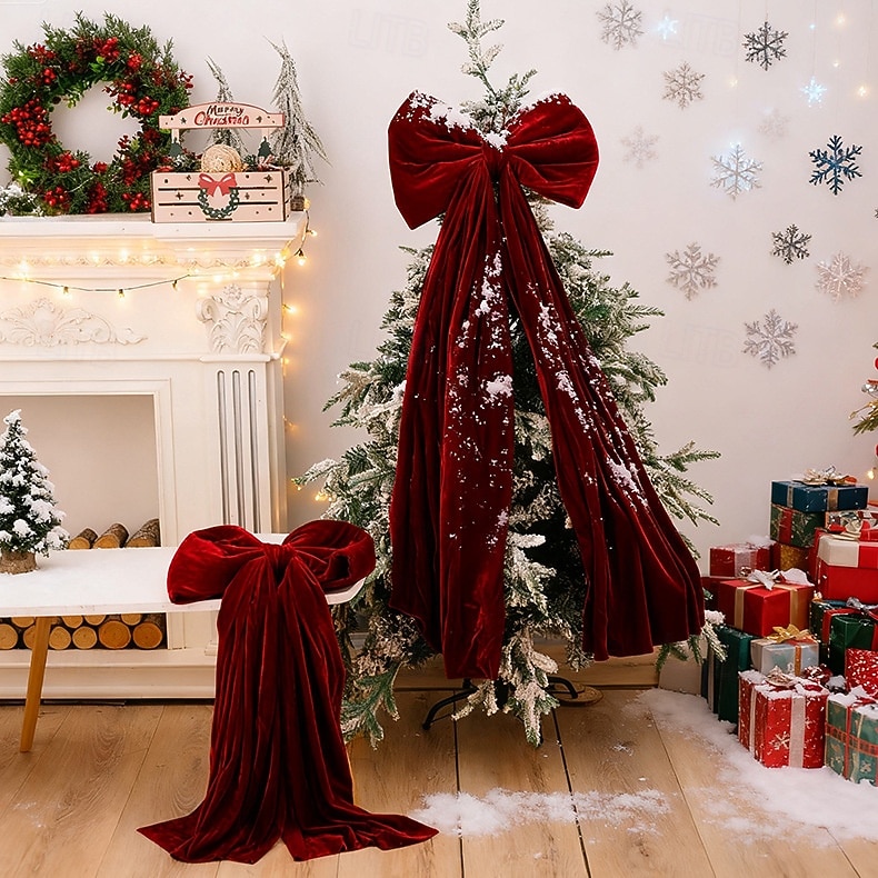Christmas Extra Large Velvet Bows Christmas Tree Topper Burgundy Holiday Decoration Hanging Ornament for Xmas Tree, Festive Bow for Home Party Decor 2026 - $23.99 –P9