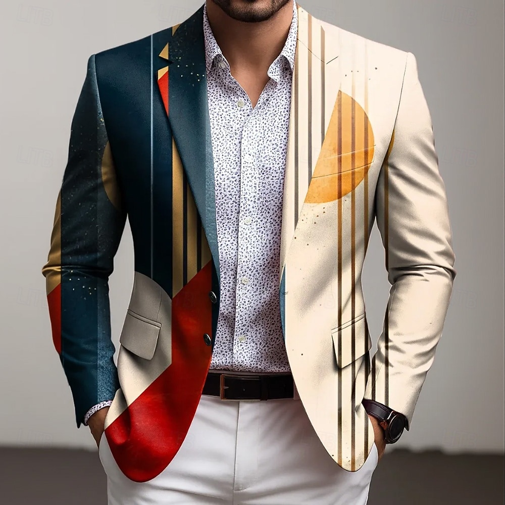 Per uomo Blazer Cappotto Casuale All'aperto Contemporaneo Casual Quotidiano Autunno / Inverno 70% POLIESTERE 25% COTONE 5% SPANDEX Grafico Stampa 3D Bottoni Calore Termico Confortevole Monopetto del 2026 a $85.99 –P3