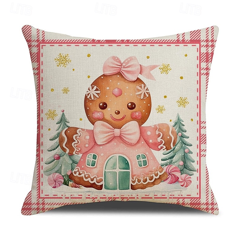 рождественские наволочки, пряничный человечек &Декоративные подушки с алфавитным принтом, праздничные подушки для дивана &домашний декор 2025 - $4.99 –P7