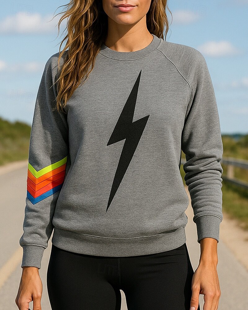 Dam Tröja med pullover Casual Toppar Långärmad Överdelar Fritids- Höst Grafisk Utomhus Resor Semester Sportkläder Sportkläder Mörkblå Grå 2025 - $21.99 –P3
