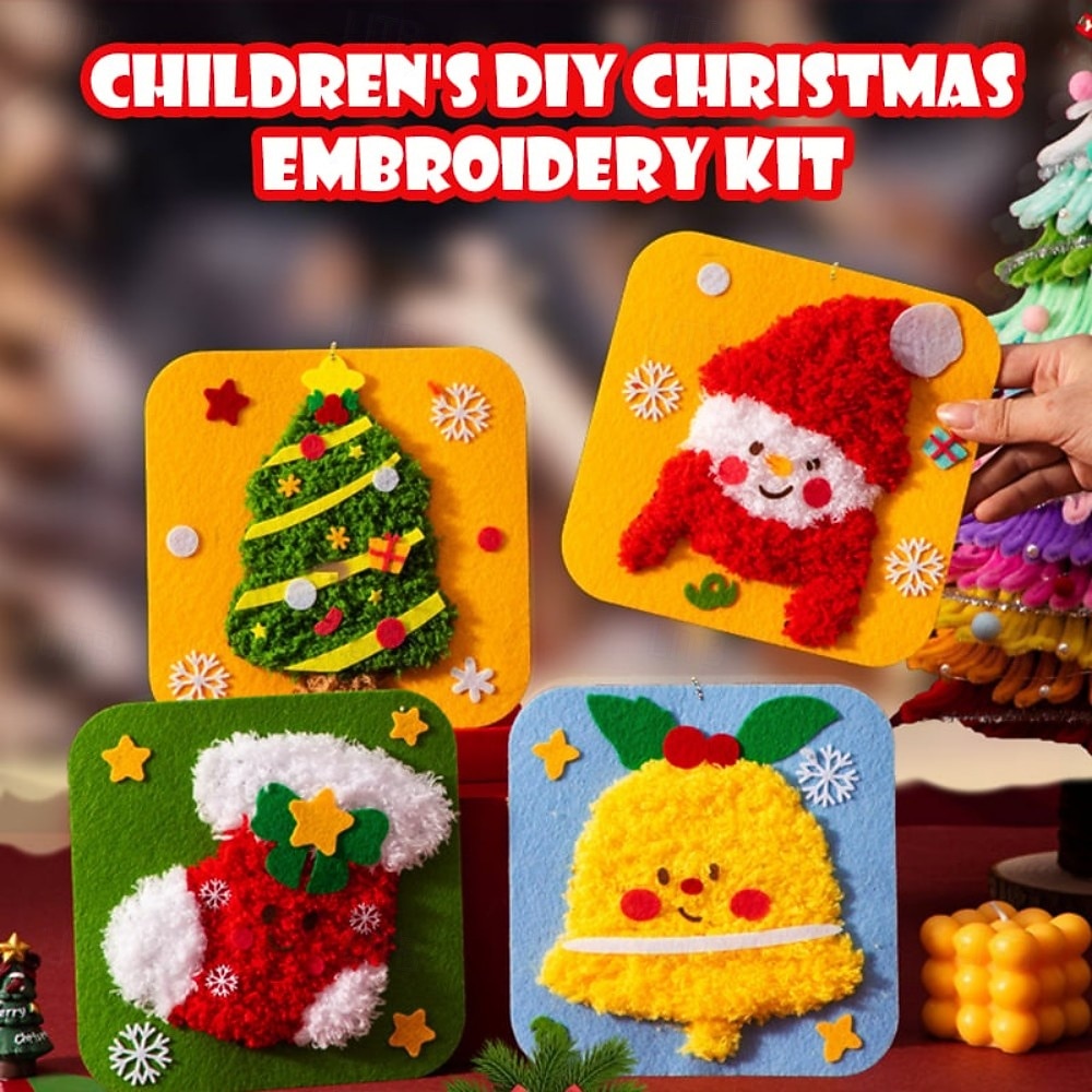 DIY julbroderikit sömnadskit för barn söta djursömnadsprojekt enkla pyssel med engelska instruktioner, perfekt för nybörjare 2025 - $5.99 –P2