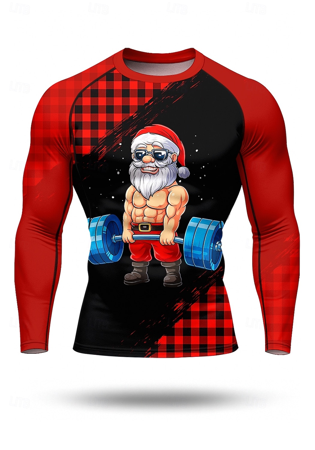 Christmas Men's Compression Shirt Running Shirt Long Sleeve Base Layer Plaid Checkered Quick Dry Compression Power Flex Moisture Wicking Gym Workout Active Training Exercise Sportswear Activewear 2025 - $22.99 –P3