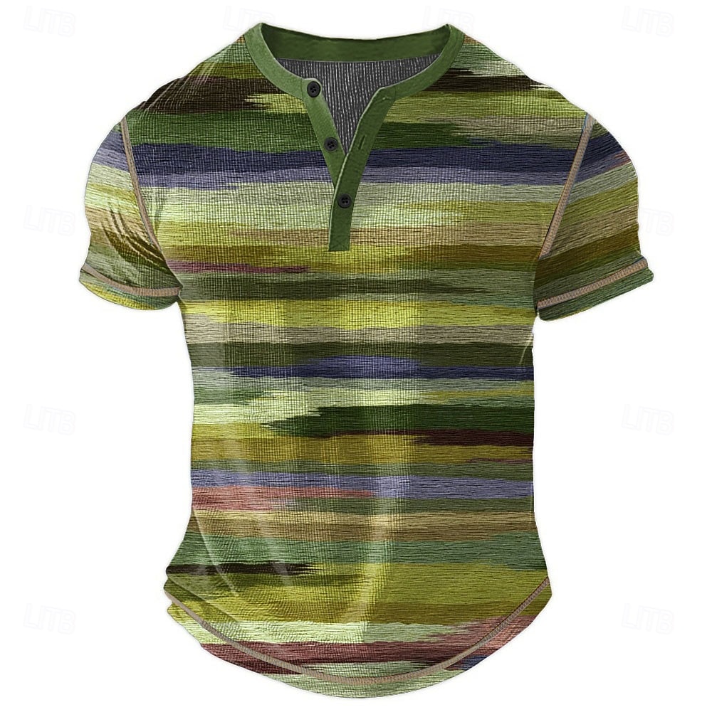 Męskie Tęczowy Pasek Koszula Henley T-shirt waflowy Krótki rękaw Codzienny Klasyczny Retro / vintage Codzienny Sporty na świeżym powietrzu Święto Wiosna i lato Na każdy sezon Błękit jeziora Rumiany 2026 - $28.99 –P3
