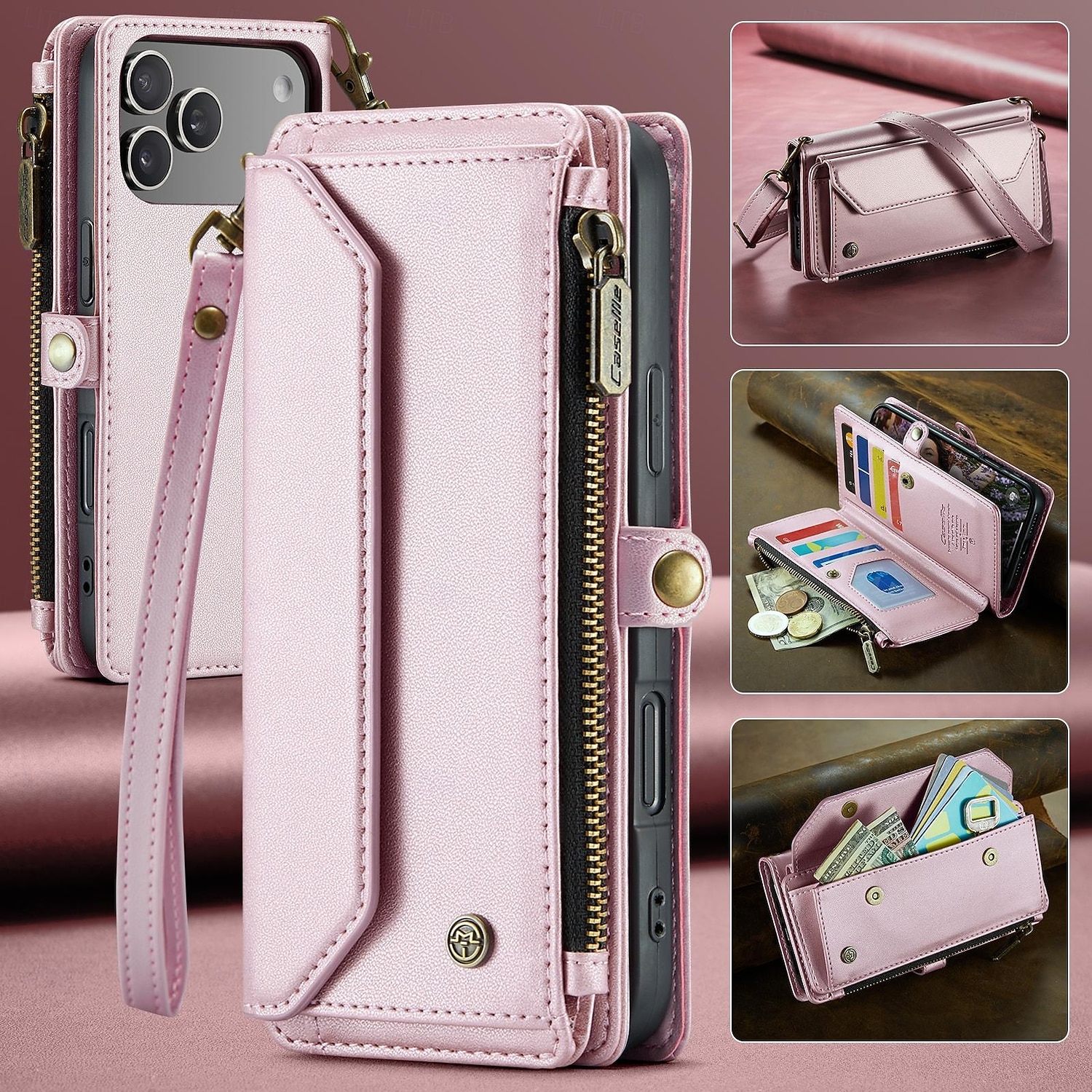 telefon fodral Till iPhone 17 Pro Max 17 Air 17 Plånboksfodral med snodd med handledsrem Stöd TPU PU läder 2026 - $28.99 –P3