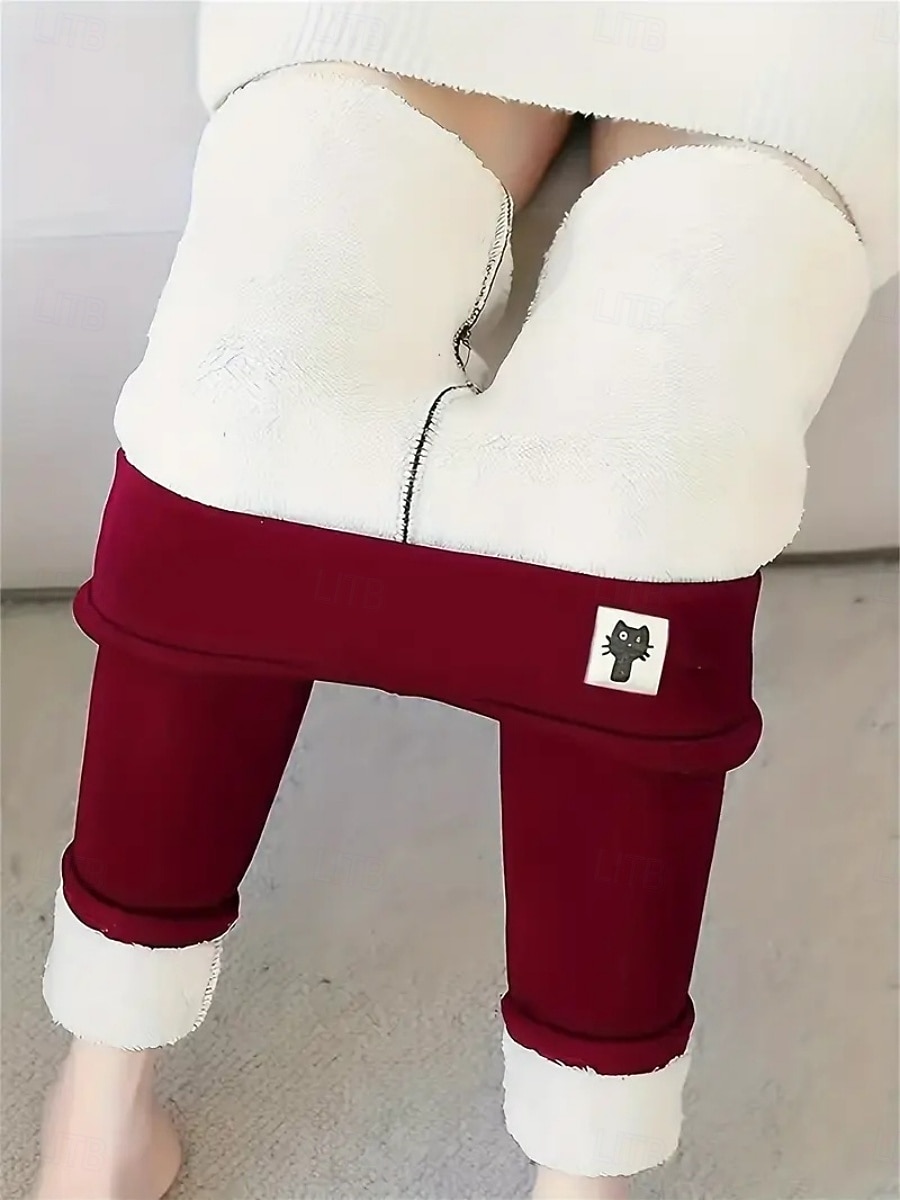 Naisten fleecevuoratut leggingsit Fleece-housut Leggingsit Muoti Katutyyli Perus Täyspitkä Korka vyötärö Tavallinen Korkea leikkaus Mukava Pehmeä Joustamaton Päivittäin Koti Loma Laivasto Musta Viini 2026 - $24.99 –P2