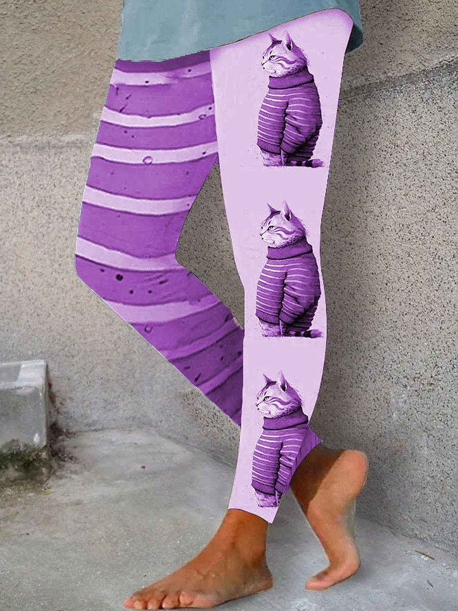 Γυναικεία Κολάν Διακοπές Βίντατζ Μοντέρνα Πλήρες μήκος Ψηλή Μέση Γραφική Γάτα Εκτύπωση Διατηρείτε Ζεστό Moale Αναπνέει Ελαστικό Καθημερινά ΕΞΩΤΕΡΙΚΟΥ ΧΩΡΟΥ Διακοπές 2026 - $21.99 –P3